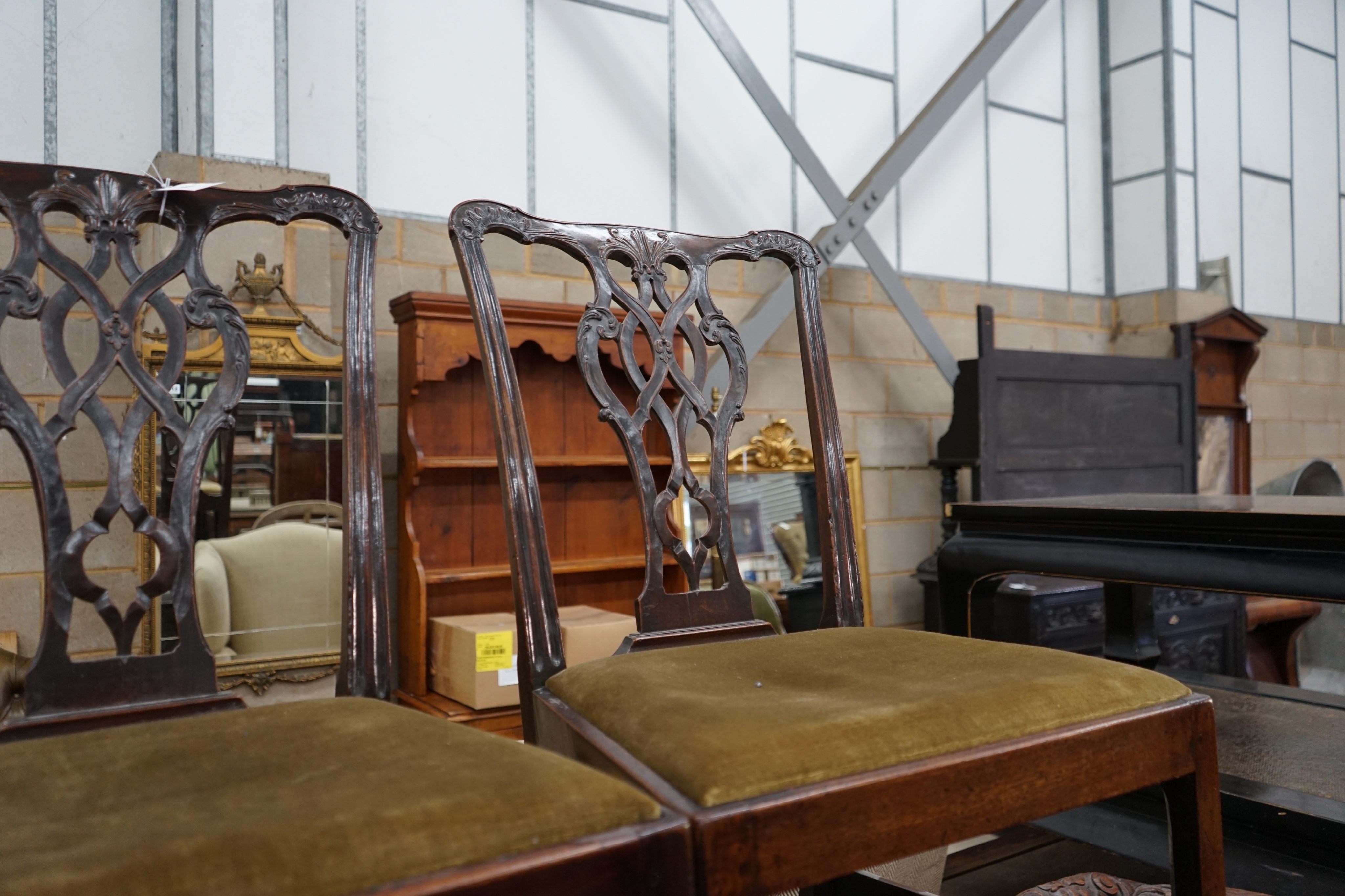 A pair of George III mahogany dining chairs